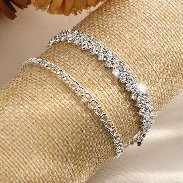 Anklet Personalized Stylish Artistic Women's Body Jewelry For Formal Date Classic Rhinestone Iron Gypsophila Silver